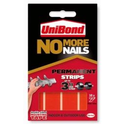 Unibond No More Nails Ultra Strong Double Sided Mounting Tape Permanent 20mm x 40mm (Pack 10 Strips) - 2675503