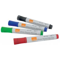 Nobo Glass Whiteboard Markers Assorted Pack of 4