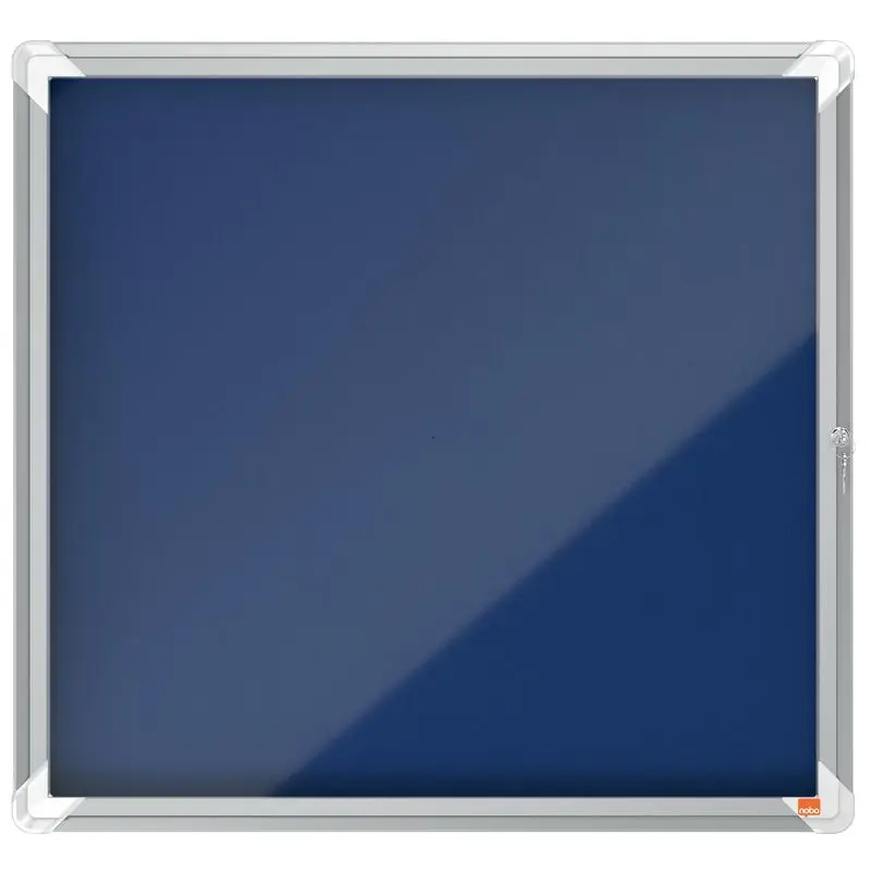 Nobo Premium Plus Blue Felt Lockable Noticeboard Display Case 6 x A4 709x668mm 1902555