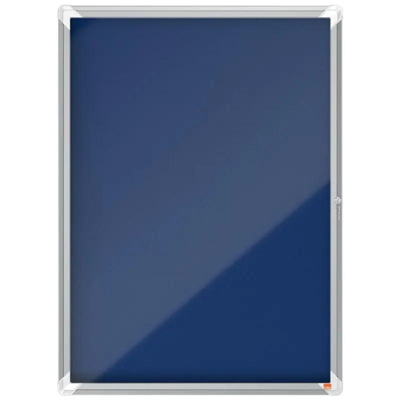 Nobo Premium Plus Blue Felt Lockable Noticeboard Display Case 9 x A4 709x970mm 1902556