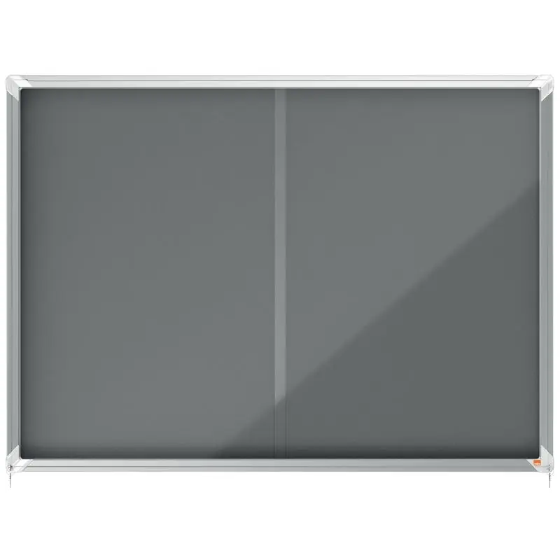 Nobo Premium Plus Grey Felt Lockable Noticeboard Display Case 18 x A4 1355x970mm 1915338