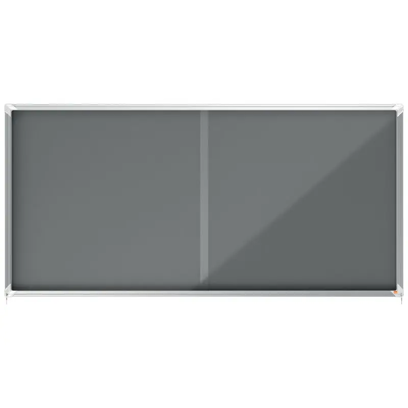 Nobo Premium Plus Grey Felt Lockable Noticeboard Display Case 27 x A4 2000x970mm 1915339