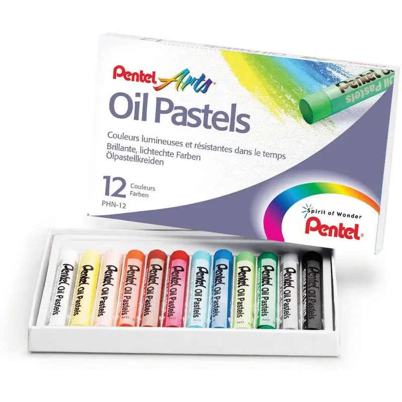 Pentel Arts Oil Pastels Assorted Colour Set (Pack 12) - PHN4-12