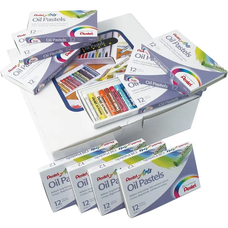 Pentel Arts Oil Pastels 12 Assorted Colour Set Mini Class Pack (36 x Pack 12) - PHN4-12CP