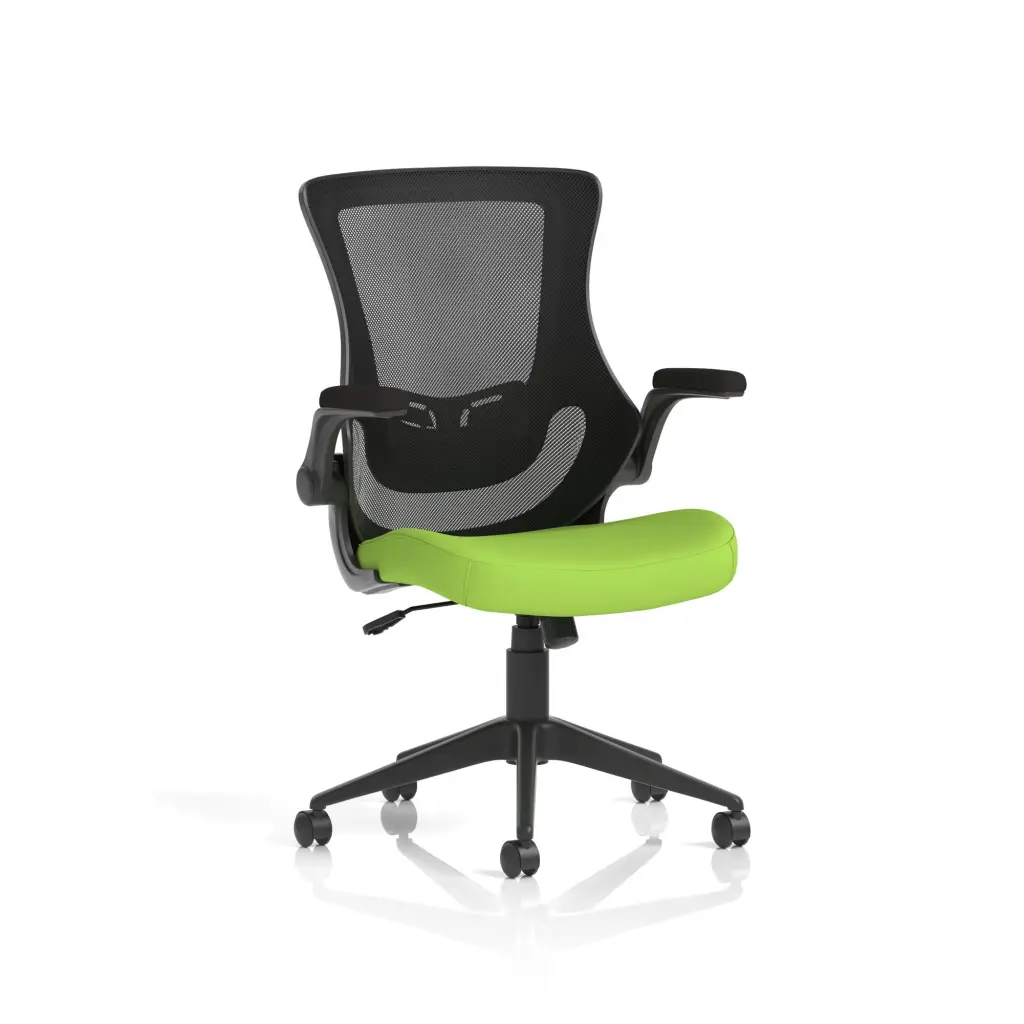 Dynamic Orbit High Mesh Back Task Office Chair With Bespoke Myrrh Green Seat and Flip Up Arms - KCUP2138