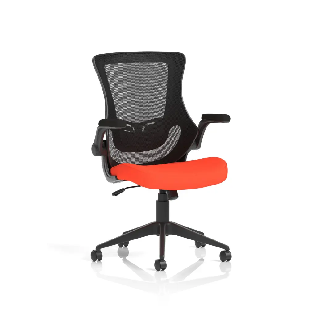 Dynamic Orbit High Mesh Back Task Office Chair With Bespoke Tabasco Orange Seat and Flip Up Arms - KCUP2140