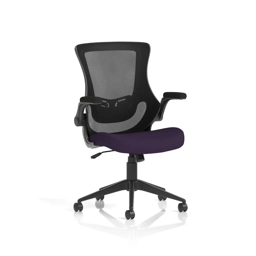 Dynamic Orbit High Mesh Back Task Office Chair With Bespoke Tansy Purple Seat and Flip Up Arms - KCUP2144