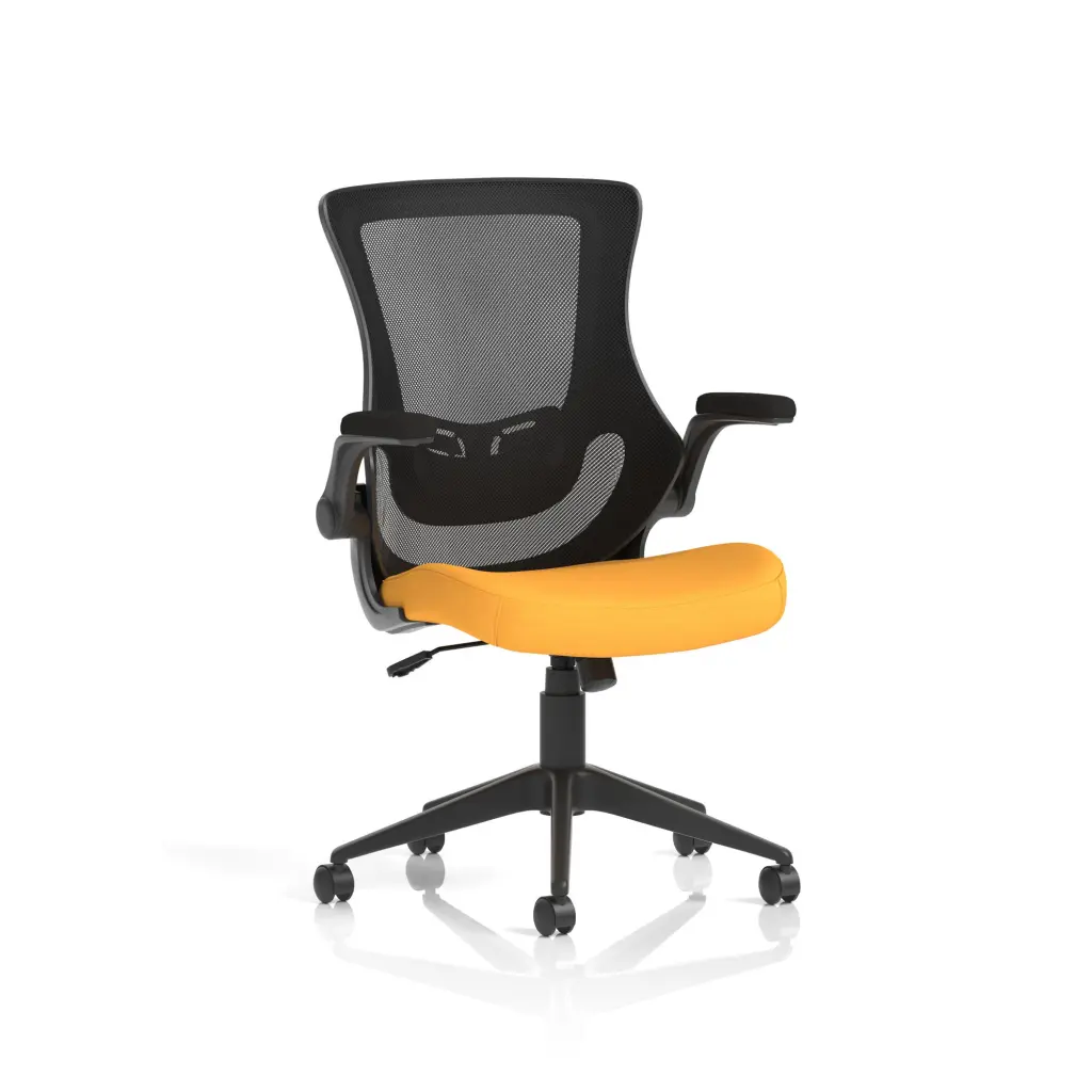 Dynamic Orbit High Mesh Back Task Office Chair With Bespoke Senna Yellow Seat and Flip Up Arms - KCUP2141