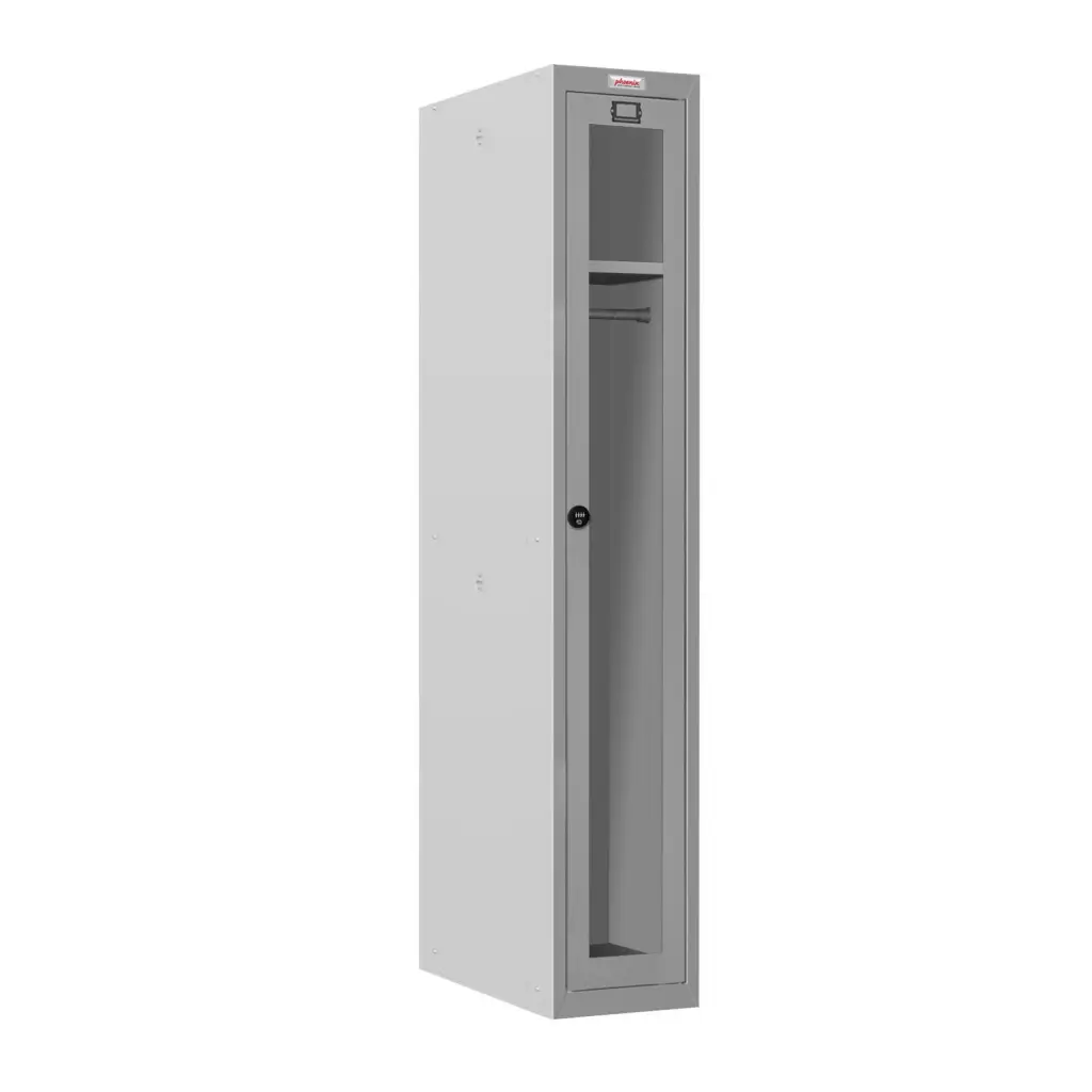 Phoenix PLC Series 1 Column 1 Door Personal Locker With Clear View Door and Combination Lock Grey - PLC1130GGC