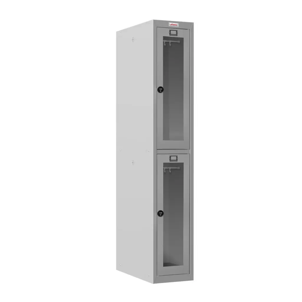 Phoenix PLC Series 1 Column 2 Door Personal Locker With Clear View Door and Combination Locks Grey - PLC1230GGC