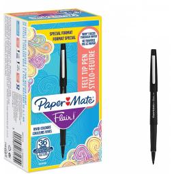 Paper Mate Flair Felt Tip Pen Medium Black Pack of 36