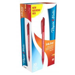 Paper Mate InkJoy 100 Retractable Pen Medium Tip Red Pack of 20
