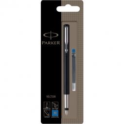Parker Vector Stainless Steel Trim Fountain Pen Medium Nib Black