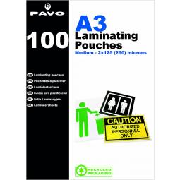 Pavo Laminating Pouch 2x125 Micron A3 Gloss Box of 100 8005895