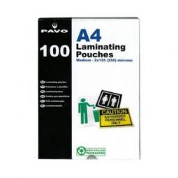 Pavo Laminating Pouch 2x125 Micron A4 Gloss Box of 100 8005710