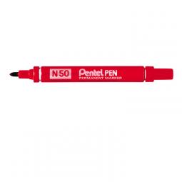 Pentel N50 Permanent Marker Bullet Tip Red Pack of 12