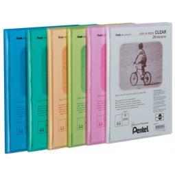 Pentel Recycology A4 Display Book Clear 20 Pocket Assorted Pack of 5
