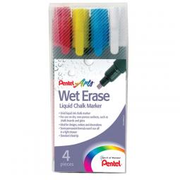 Pentel Wet Erase Chalk Marker Medium Tip Assorted Pack of 4