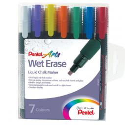 Pentel Wet Erase Chalk Marker Medium Tip Assorted Pack of 7