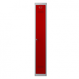 Phoenix PL Series 1 Column 1 Door Personal Locker Grey Body Red Door with Key Lock PL1130GRK