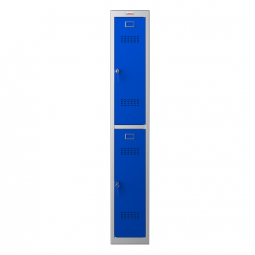 Phoenix PL Series 1 Column 2 Door Personal Locker Grey Body Blue Doors with Key Locks PL1230GBK