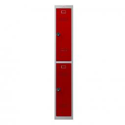 Phoenix PL Series 1 Column 2 Door Personal Locker Grey Body Red Doors with Combination Locks PL1230GRC