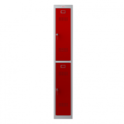 Phoenix PL Series 1 Column 2 Door Personal Locker Grey Body Red Doors with Key Locks PL1230GRK