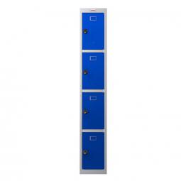 Phoenix PL Series 1 Column 4 Door Personal Locker Grey Body Blue Doors with Combination Lock PL1430GBC