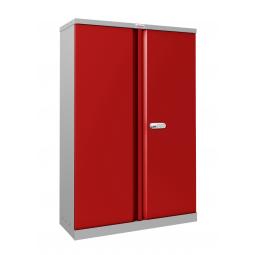 Phoenix SCL Series 2 Door 3 Shelf Steel Storage Cupboard Grey Body Red Doors with Electronic Lock SCL1491GRE