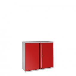 Phoenix SC Series 2 Door 1 Shelf Steel Storage Cupboard Grey Body Red Doors with Key Lock SC1010GRK