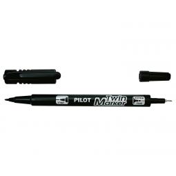 Pilot Begreen Permanent Marker Twin Tip Extra Fine/Fine 0.45mm and 0.5mm Line Black (Pack 10)