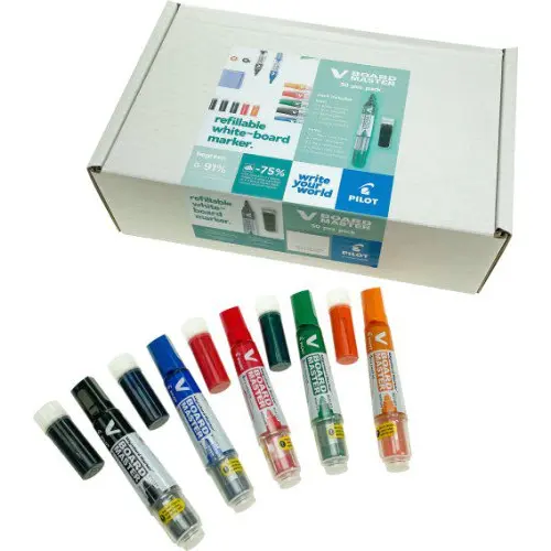 Pilot V-Board Master Drywipe Markers Classpack Assorted (Pack 30 Pens and 20 Refills) - 5012052029651