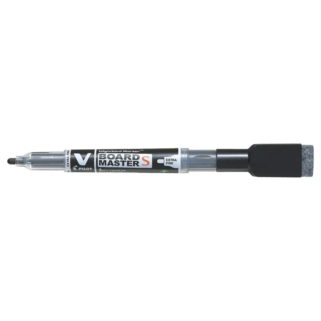 Pilot BeGreen V-Board Master Extra Fine Drywipe Marker with Eraser Black (Pack 10) - 4902505512605