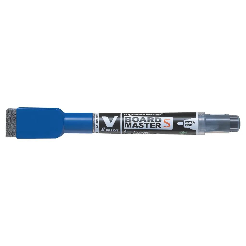 Pilot BeGreen V-Board Master Slim Drywipe Marker with Eraser Blue (Pack 10) - 4902505512629