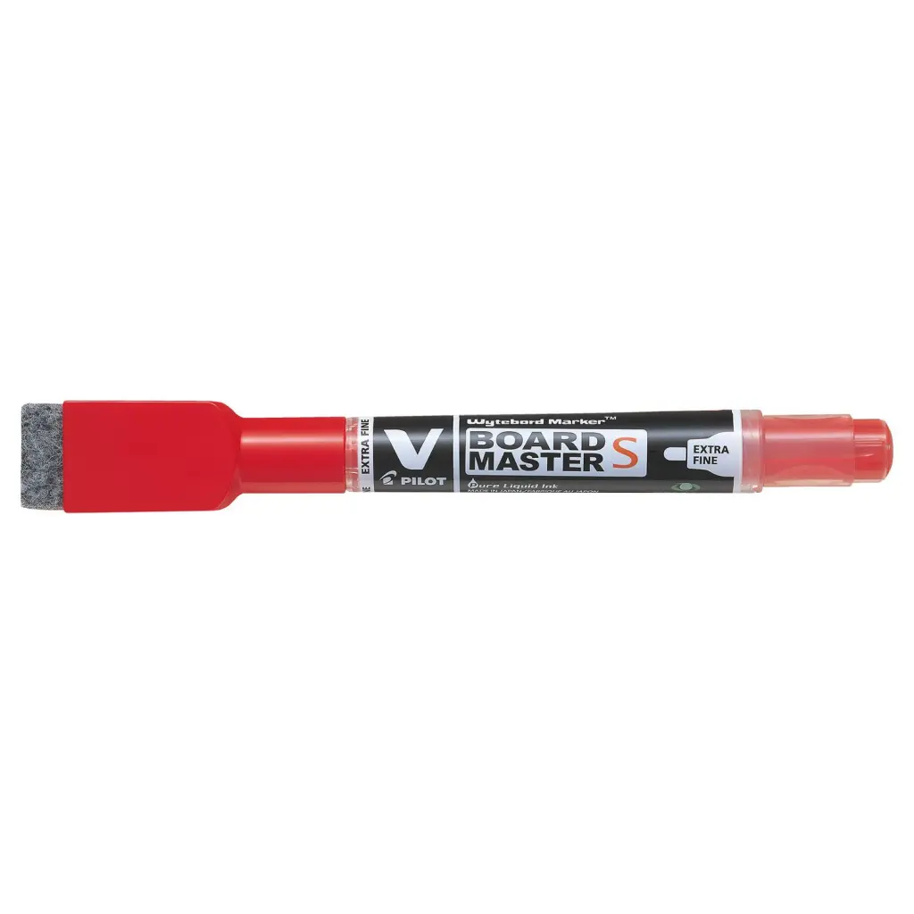 Pilot BeGreen V-Board Master Slim Drywipe Marker with Eraser Red (Pack 10) - 4902505512612