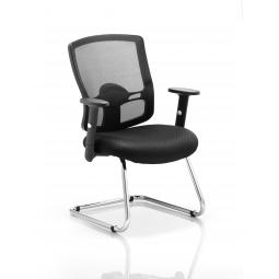 Portland Cantilever Chair Black Mesh With Arms EX000136