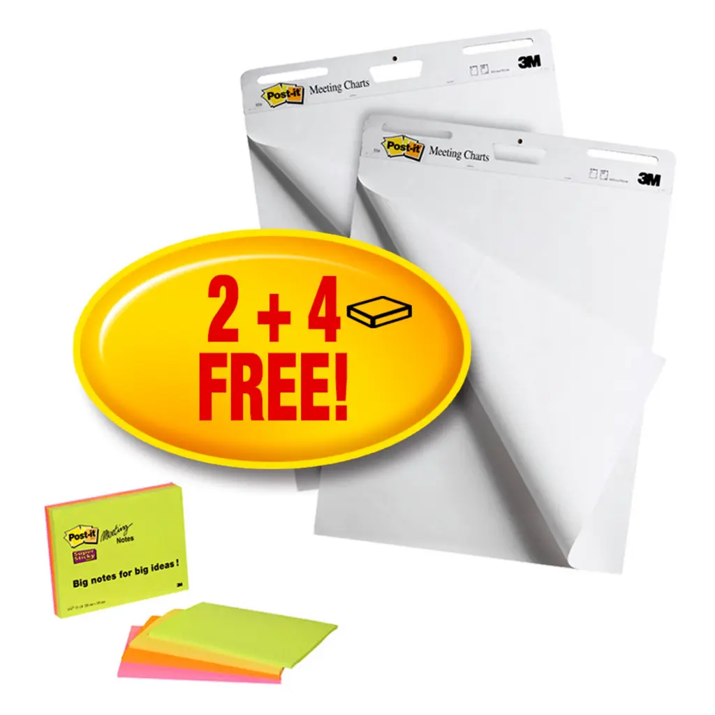 Post-it Super Sticky Meeting Chart and Super Sticky Meeting Notes Promo Pack  - 7000080909