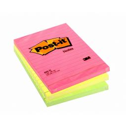 Post-it Pad 102x152mm Ruled Feint Rainbow 660N Pack of 6