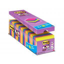 Post-it Super-Sticky 76x76mm Assorted 654-SS-VP24COL-EU Pack of 24