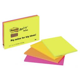 Post-it Super Sticky Meeting Pad 149x98mm Neon 6445-SSP Pack of 4