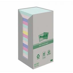 Post it Recycled Notes 76x76mm Assorted Colours 100 Sheets Per Pad Pack of 16 7100259226