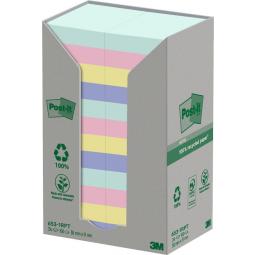 Post it Recycled Notes Assorted Colours 38x51mm 100 Sheets (Pack of 24) 7100259447