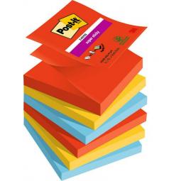 Post it Super Sticky Z Notes Playful Colours 76x76mm 90 Sheets (Pack of 6) 7100258797