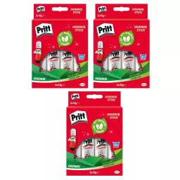 Pritt Original Glue Stick Sustainable Long Lasting Strong Adhesive Solvent Free Value Pack 43g (Pack 5) - Buy 2 Get 1 Free - 1456072 X3