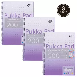 Pukka Pads Irlen Jotta A4 Wirebound 200 Lavender Perforated Pages Paper Tinted Ruling With Margin (Pack 3) - IRLJOTA4(LAV)