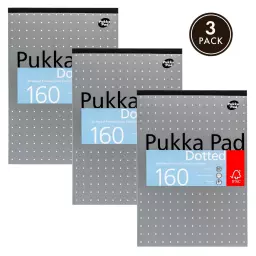 Pukka Pads Metallic Refill Pad Tape Headbound A4 5mm Dotted Grid 4 Hole Punched 160 Pages  Green (Pack 3) - REFDOT