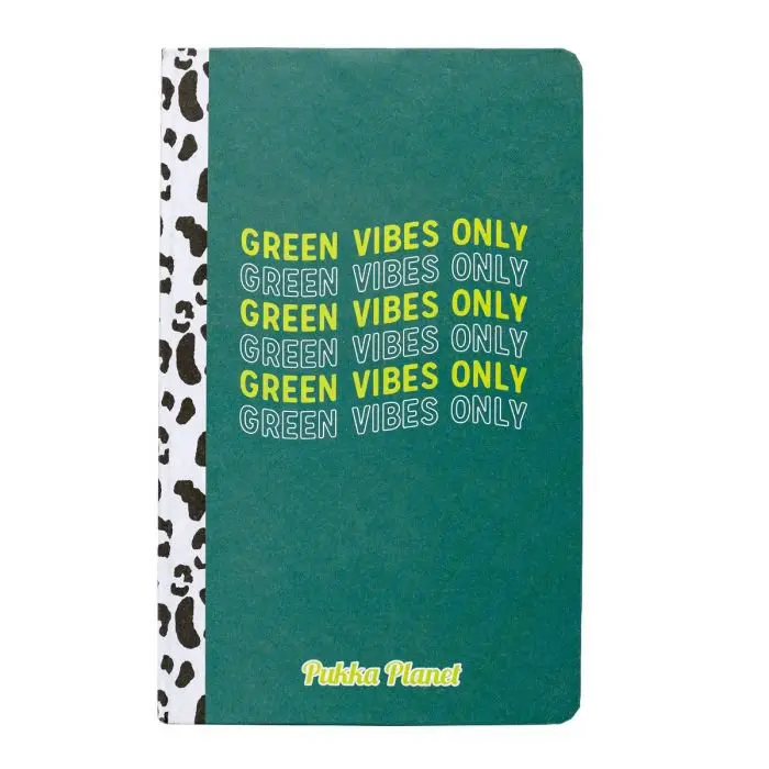 Pukka Planet Casebound Notebook 134 x 215mm 192 8mm Ruled 90gsm Pages Green Vibes Only - 9704-SPP