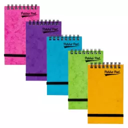 Pukka Pads Pressboard Brights Minor Pad A7 76 x 127mm Wirebound Topbound 120 Pages Feint Ruled Paper Assorted Bright Colours (Pack 20) - 7273-PRS