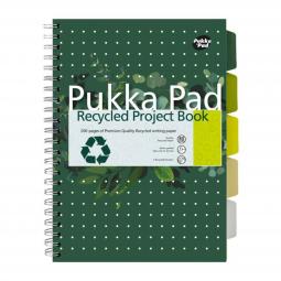 Pukka Recycled Project Book A4 Wirebound 200 Pages Recycled Card Cover (Pack 3) 6050-REC