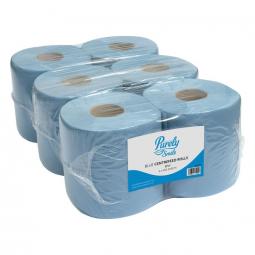 Purely Smile Centrefeed Roll 2Ply Blue Pack of 6